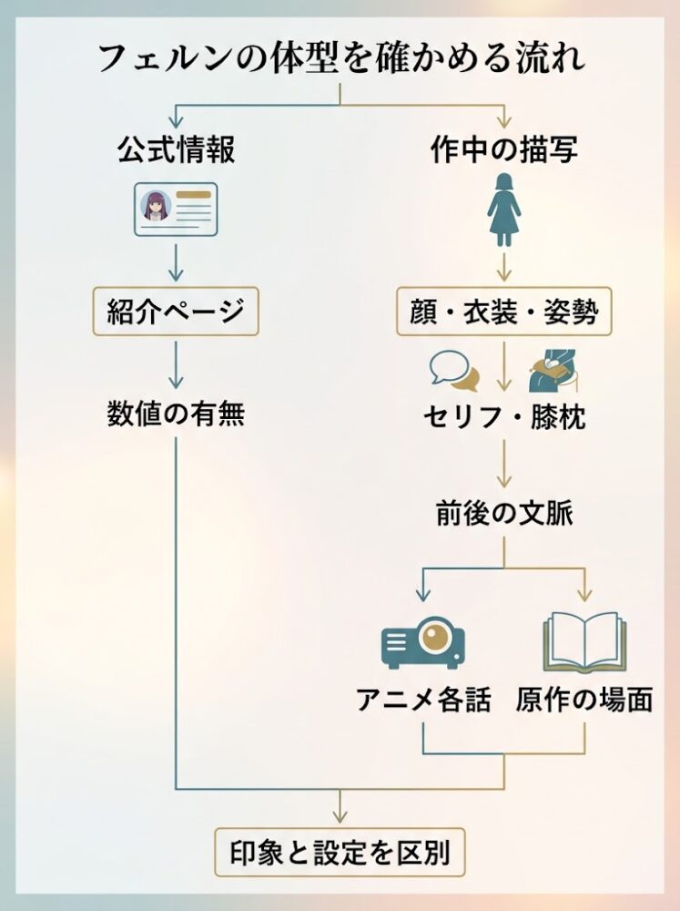 フェルンの体型を確かめる流れ